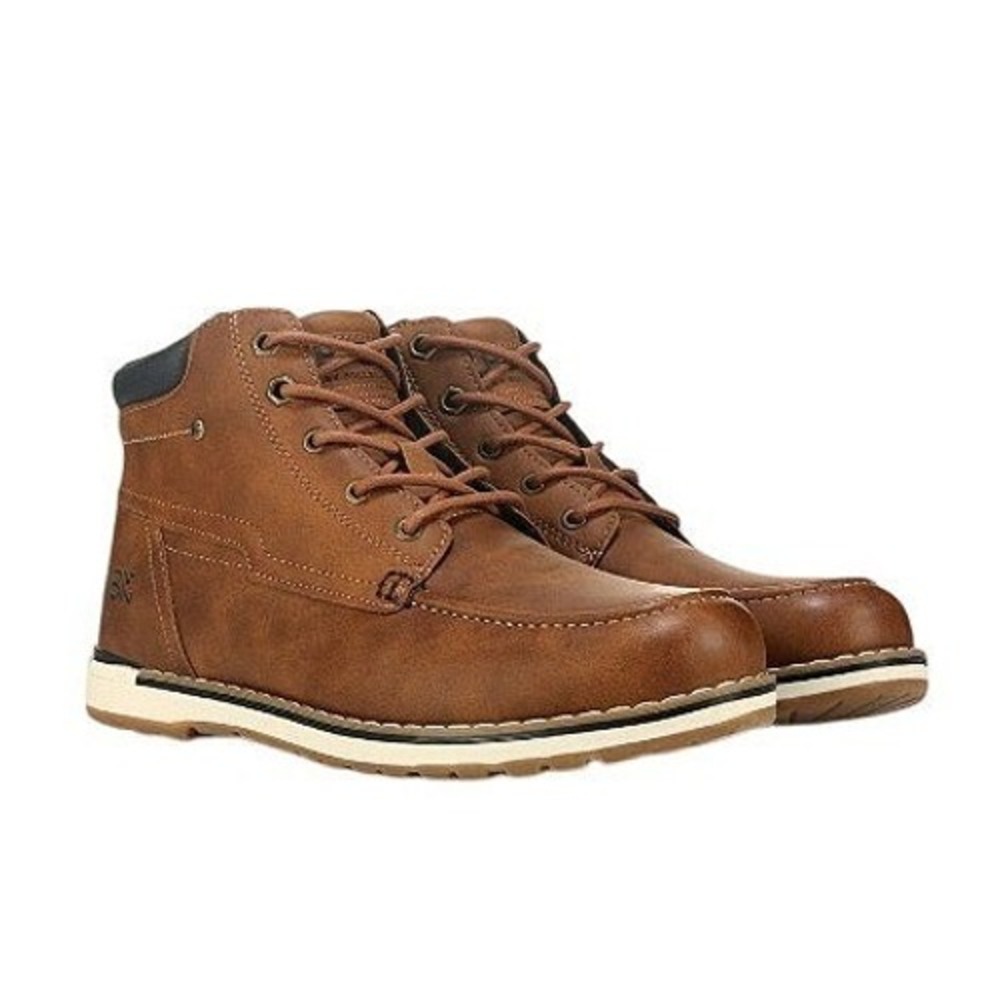 B-52 by Bullboxer Mens Cognac Brown Moc Toe Lace Up Side Zip Boots Size 11 NEW‎